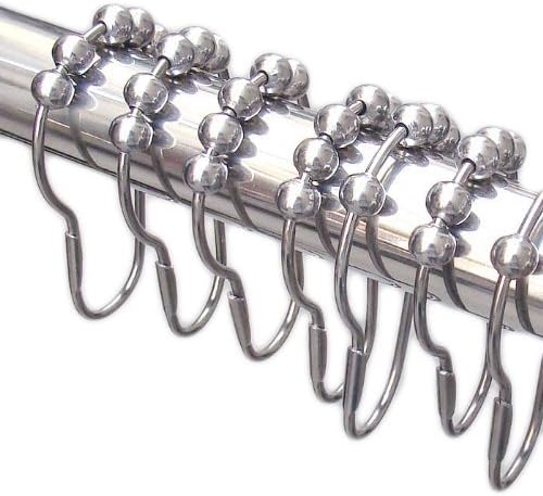 KLX High Quality Premium Rustproof Polished with Stainless Steel Shower Curtain Hooks,Set of 12