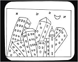 Decorated Mouse Pad with buildings, "black and white", Sweden, Europe, cityscape, urban, modern, skyscrapers, downtown, night, bent, stars