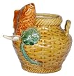 Ceramic vase / pot - Woven Basket with Carp Fish and Lotus