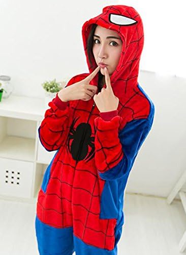 Adults Cartoon COSPLAY Costume Onesie Including Slippers (B Suitable for height 158-166cm, Spiderman)