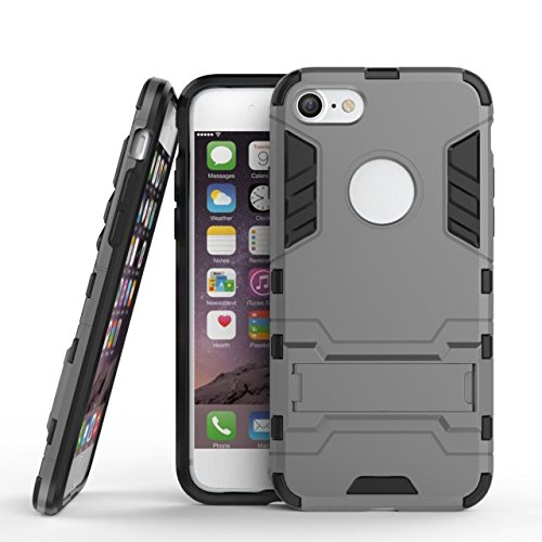 iPhone 7 case, BRG Dual Layer Protective Hybird Armor Case Shockproof Slim Fit Protective Cover with Kickstand for iPhone 7 - 4.7 inch, Grey