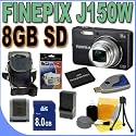 Fujifilm Finepix J150W 10.0MP 5x Optical Zoom Digital Camera (Black) BigVALUEInc Accessory Saver 8GB NP50 Lithium Battery/Rapid Charger Bundle + MORE