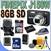 Fujifilm Finepix J150W 10.0MP 5x Optical Zoom Digital Camera (Black) BigVALUEInc Accessory Saver 8GB NP50 Lithium Battery/Rapid Charger Bundle + MORE