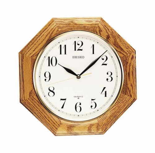 Seiko Wall Clock Medium Brown Solid Oak Case