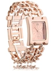 Lady Quartz Wristwatch Wrist Watch Rose Gold Bracelet Chain Link Rectangle Dial