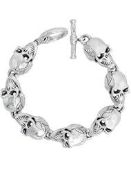 Sterling Silver Heavy Skull Bracelet 9/16 inch wide, 8 inch long