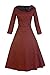 1950's 3/4 Sleeve Wave Point Retro Vintage Dress with Defined Waist Design