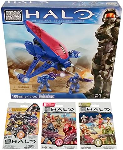 Mega Bloks Halo Bundle - Blue Series Banshee (97202) [RETIRED SET] + Series 7, Series 8 &amp; Series 9 Blind Bags (1 Pack of Each)