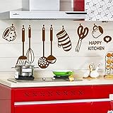 Soledi&reg; Happy Kitchen Wall Decals Creative Removable Cooking Utensil Spatula Cup Wall Mural Stickers Art Decal Home Kitchen Decor Vinyl New