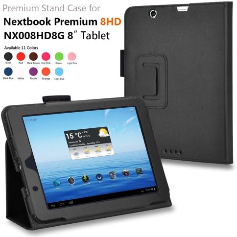 onWay(TM) Premium Premium Folio Leather Case Cover for Nextbook Premium 8HD 8" NX008HD8G Tablet + Gift: free stylus touch pen X 1