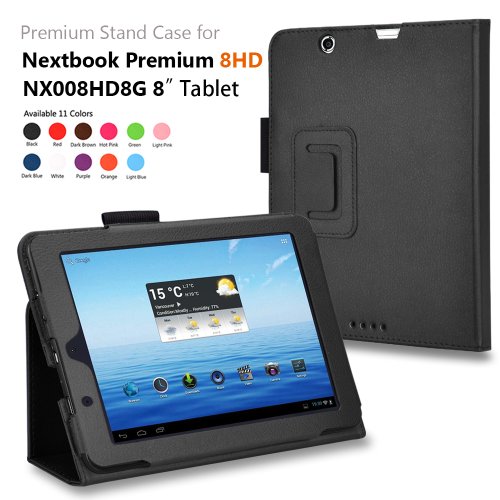 onWay(TM) Premium Premium Folio Leather Case Cover for Nextbook Premium 8HD 8" NX008HD8G Tablet + Gift: free stylus touch pen X 1