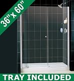 DreamLine DL-6426L-01CL Allure 54 x 61 Clear Glass Door with 36 x 60 Amazon Left-Hand Drain Tray Com
