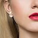 Cat Eye Jewels 6~8mm Double Freshwater Shell Pearl Earrings with 925 Sterling Silver Hoop Stud E008