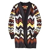 Missoni Cardigan Sweater - Brown Multicolor Zigzag Print - Small (S)