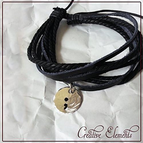 Unisex SemiColon Leather Bracelet