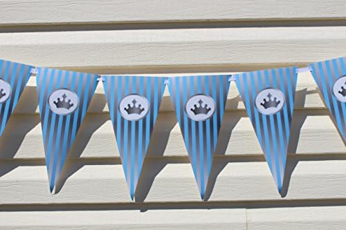 8 Feet Prince Silver Crown - Paper Chain Flags/ Paper Pennant Banner -13 Flags
