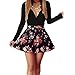 Amoin Womens V Neck Floral Cocktail Short Dress