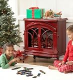 Plow and Hearth Wooden Electric Stove Heater with Glass Doors