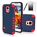S5 Case, SGM 3-Piece High Impact Hybrid Defender Case For Samsung Galaxy S5 With Screen Protector + Stylus (Dark Blue + Red)
