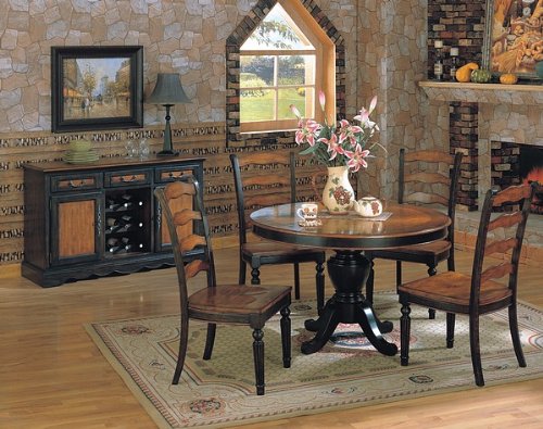 Longoria Collection Two Tone Finish Hardwood Round Dining Table