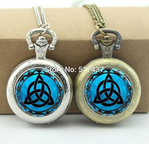 Pretty Lee Triquetra Pocket Watch Glass Locket Necklace Vintage Bronze Pocket Watch Necklace