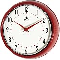 Infinity Instruments Retro Round Metal Wall Clock, Red