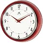 Infinity Instruments Retro Round Metal Wall Clock, Red