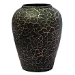 Handmade Black Ceramic Flower Bud Vase With Chic Crackle Finish