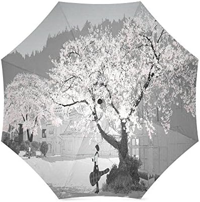 Beautiful Cherry Blossom Tree, Sakura Flower Pattern Custom Folding Portable Outdoor Rain /Sun Umbrella Beach Travel Shade Sunscreen For Women/Men