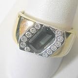 14K Two-Tone Gold Green Tourmaline and Diamond Ring