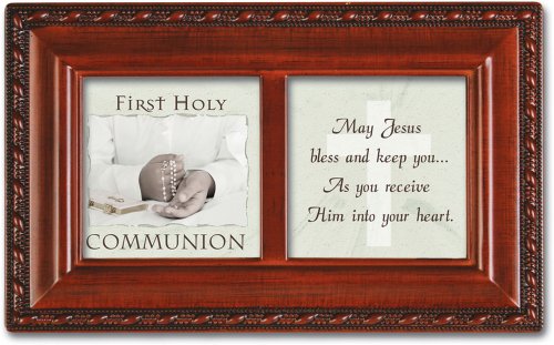 Cottage Garden Petite Inspirational Music Box - 1St Holy Communion Plays Ave Maria With Woodgrain Finish