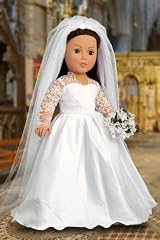 Princess Kate Royal Wedding Dress with White Leather Shoes and Tulle Veil - Clothes for American Girl Dolls