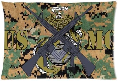 United States Marine Corps With Camouflage Background - USMC Pillowcase,Twin Sides Pillowcase Pillow Cover 20x30 inches