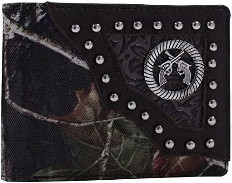 Mossy Oak Camo Wallet Bifold Billfold Crossed Guns Concho Coffee Trim