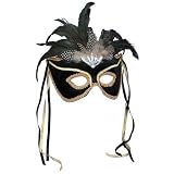 Black Feather Couples Mask Adult