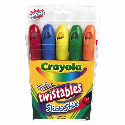 o Crayola LLC o - Slick Stix Crayon, Twistable, 5/BX, BE, GN, YW, RD, OE