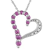 Pink Sapphire and Diamond Accent Heart Pendant in 14k White Gold