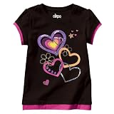 Girls Circo® Brown Heart Short-Sleeve Graphic Glitter Tee