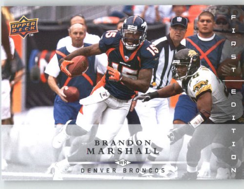 Brandon Marshall / Denver Broncos / 2008 Upper Deck First Edition Football Card # 45 / NFL Football Trading Card in Screwdown!