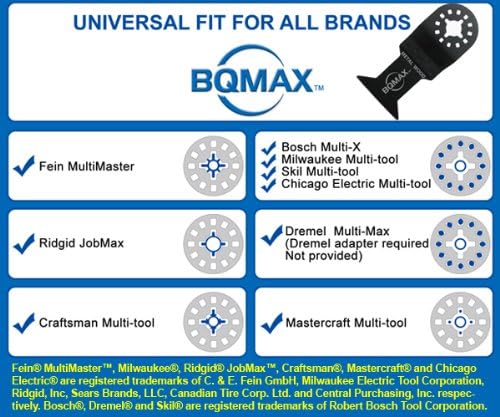 BQMAX - 3 PK HSS Halfmoon Blades for Dremel Multi-Max, Ryobi JobPlus, Ridgid JobMax, Fein MultiMaster, Bosch Multi-X, Oscillating Multi Tool [Contractor Grade]