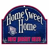 NBA New Jersey Nets 11-by-9 Wood Home Sweet Home Sign
