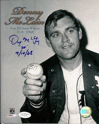 Autographed/Hand Signed 8x10 Photo Denny Mclain Detroit Tigers