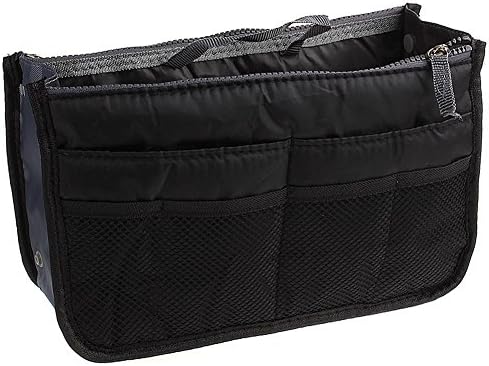 Handbag Pouch Bag in Bag Organiser Insert Organizer Tidy Travel Cosmetic Pocket Tool Bags - Black