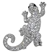 Silver Tone Rhinestone Lizard Pin Brooch
