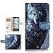 (For iPhone 8/iphone 7) Flip Wallet Style Case Cover, Shock Protection Design with Screen Protector - B31014 Night Wolf