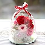 Azurosa（アズローザ） プリザーブドフラワー 枯れない花 ガラスドーム バラ ローズ アジサイ カスミソウ 光る 7色 レッド