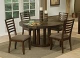 5pcs Dining Table and Chairs Set in Dark Wood Finish