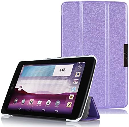 JUSUN LG G Pad V400 7.0 Ultra-thin Slim Smart 3-folding Stand Cover Case for LG G Pad V400 7 inch Android Tablet (With Smart Cover Auto Wake / Sleep) (Purple)