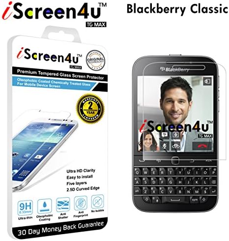 BlackBerry Classic Screen Protector - iScreen4u TG MAX 2.5D Rounded Edge 0.33mm Ultra-thin Tempered Glass Screen Protector with a 2-year limited warranty (BlackBerry - Classic)
