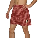 Mens NFL Washington Redskins Plaid Cotton Pajama Lounge Shorts with Embroidered Logo - Red & Yellow (Size: XL)